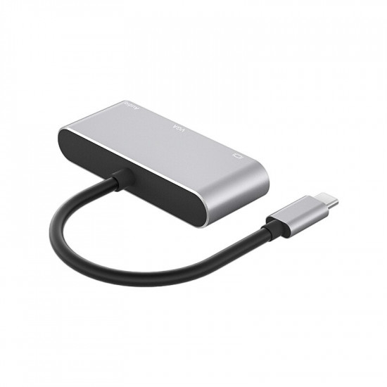 Adaptateur 3 en 1 USB C compatible HDMI de type c vers compatible HDMI Convertisseur audio vidéo VGA